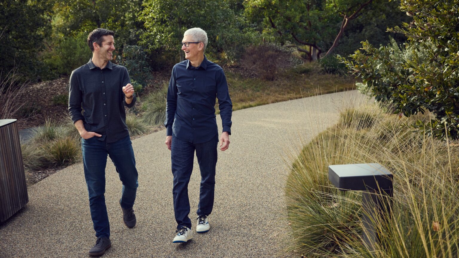 Tim Cook and John Ternus at Apple Park